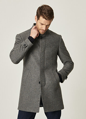 Erkek Standart Fit Yünlü Klasik Kışlık Palto