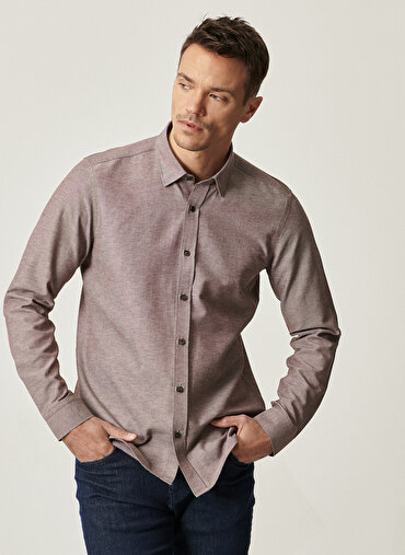 Erkek Tailored Slim Fit Dar Kesim Düğmeli Yaka Oxford Gömlek